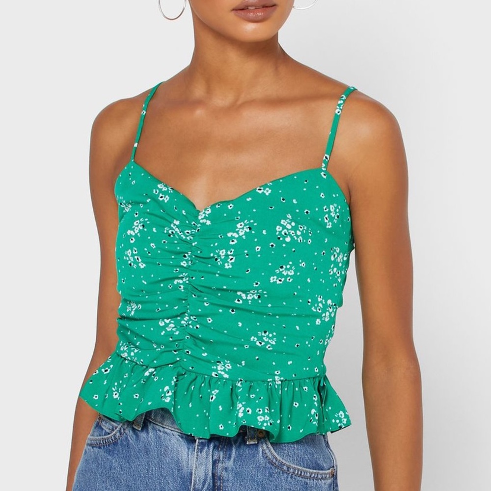 TOPSHOP Green Floral Cami